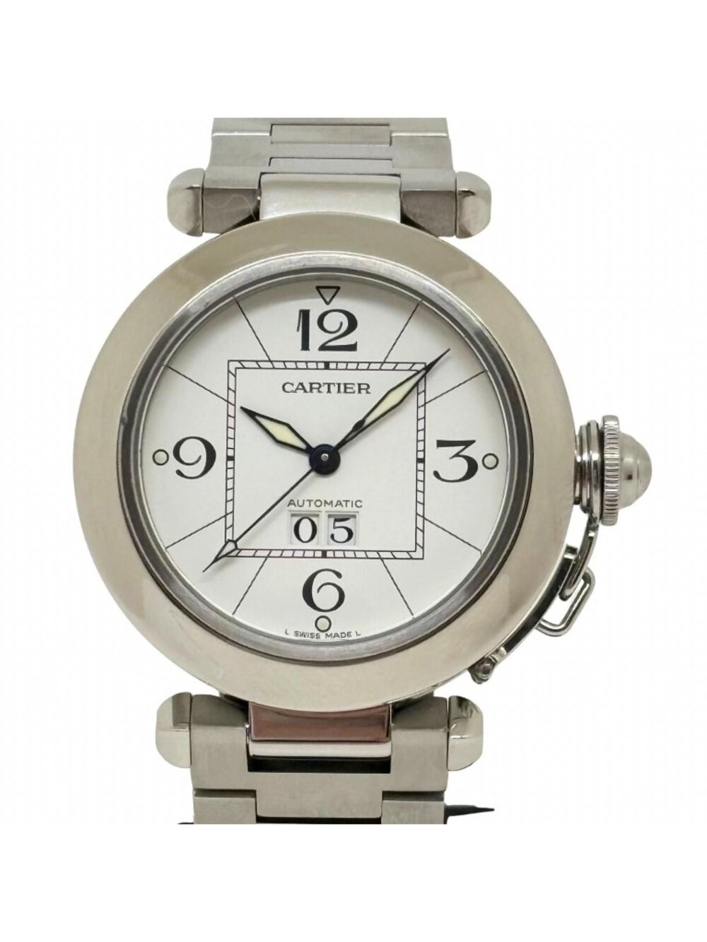 Cartier Pasha C Big Date White Watch Stainless Steel